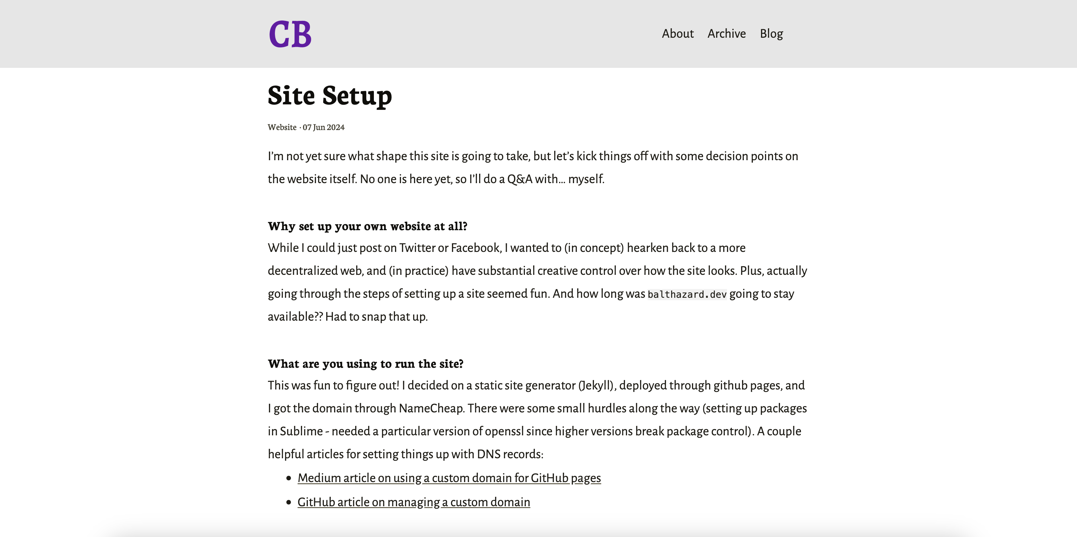 Screenshot of previous balthazard.dev site